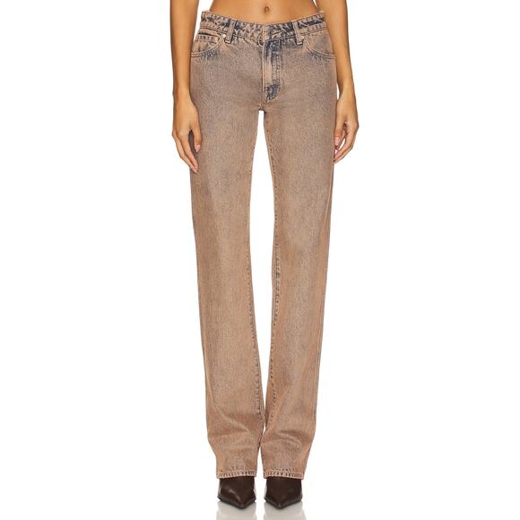 Grlfrnd 'Isabel' Brown Cotton Low Rise Straight Denim Jean Size 27 - Picture 1 of 5